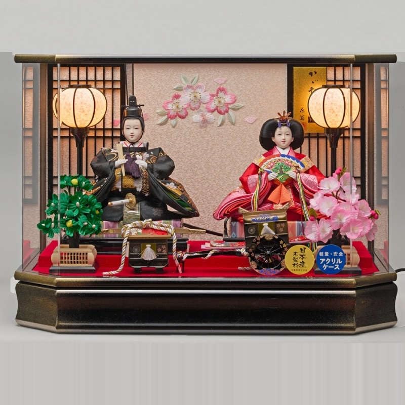 Amazon | 雛人形 ケース入り 優美 三五 親王飾り 幅53cm 六角